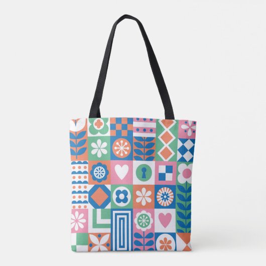 Abstracte Bloemen: Scandinavisch volksontwerp. Tote Bag (Achterkant)