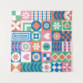 Abstracte Bloemen: Scandinavisch volksontwerp. Wandkleed (Voorkant (horizontaal))