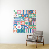 Abstracte Bloemen: Scandinavisch volksontwerp. Wandkleed (In Situ (horizontaal))