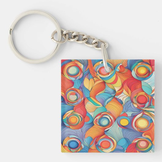 Abstracte bloemen sleutelhanger (Voorkant)