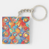 Abstracte bloemen sleutelhanger (Achterkant)
