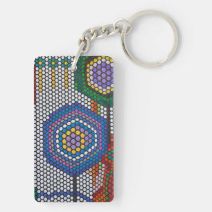 Abstracte bloemen sleutelhanger