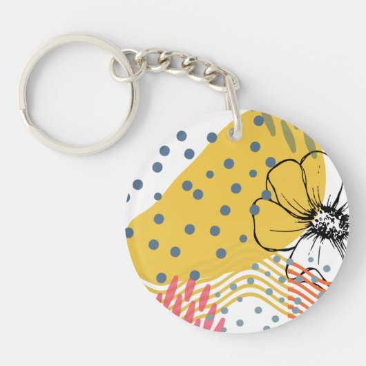 abstracte bloemen sleutelhanger (Voorkant)