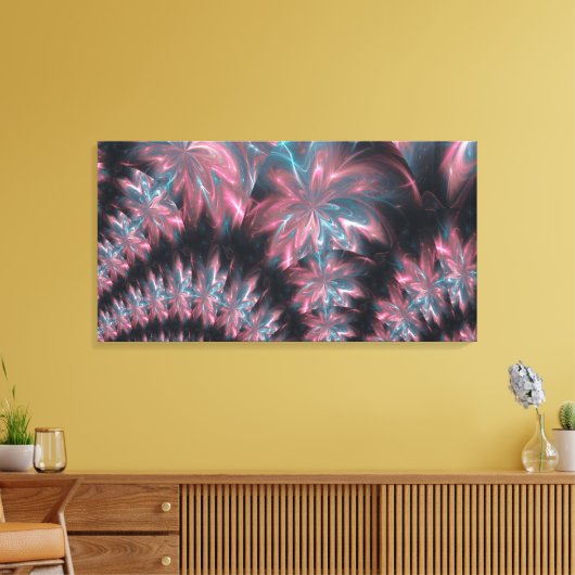 Abstracte bloemen symmetrische opstelling canvas afdruk (Insitu (Woonkamer))