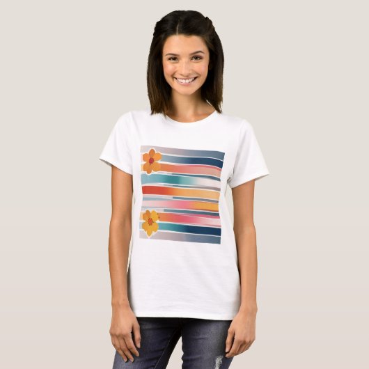 Abstracte bloemen T-Shirt (Voorkant volledig)