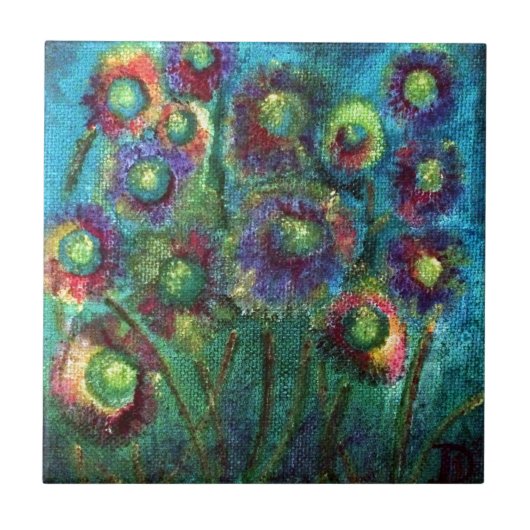 Abstracte Bloemen Tegeltje (Voorkant)