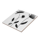abstracte bloemen van zwarte en witte miniatuur tegeltje (Zijkant)