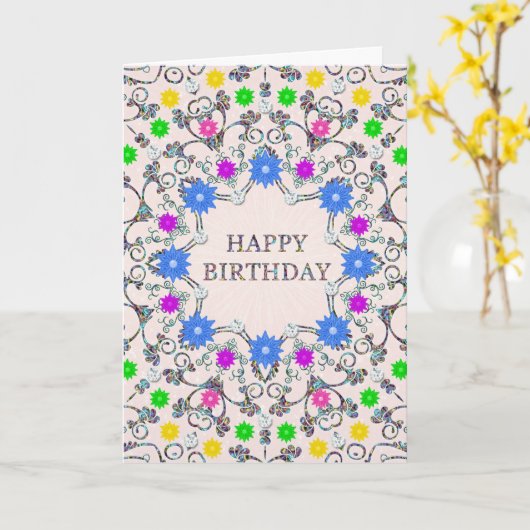 Abstracte Bloemen Verjaardagskaart Kaart (Gele Bloem)