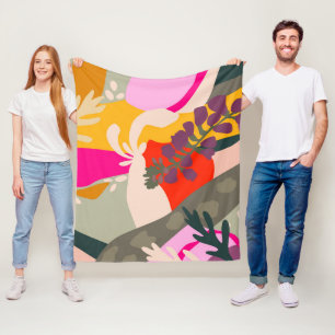 Abstracte Bloemen Vette Kleur Blok Leuke Zomer Fleece Deken