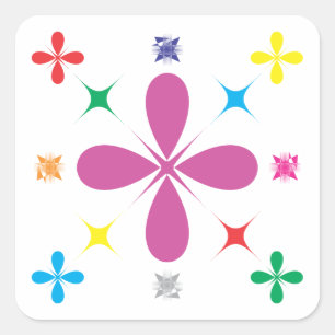 Abstracte bloemen vierkante sticker