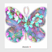 Abstracte Bloemen Vlinder Sticker (Vel)