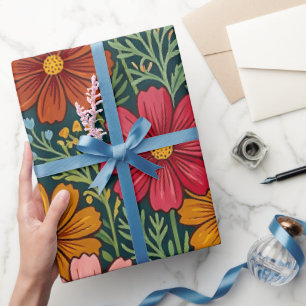 Abstracte Bloemen Vlinders Inpakpapier