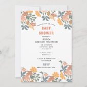 Abstracte Bloemen & Vogels Mid Century Baby shower Kaart (Voorkant)