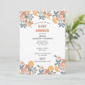 Abstracte Bloemen & Vogels Mid Century Baby shower Kaart (Staand voorkant)