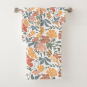 Abstracte Bloemen & Vogels Mid Century Modern Patt Bad Handdoek (Insitu)