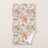Abstracte Bloemen & Vogels Mid Century Modern Patt Bad Handdoek (Handdoek)