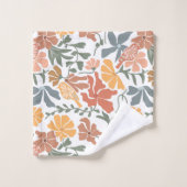Abstracte Bloemen & Vogels Mid Century Modern Patt Bad Handdoek (Wasdoekje)