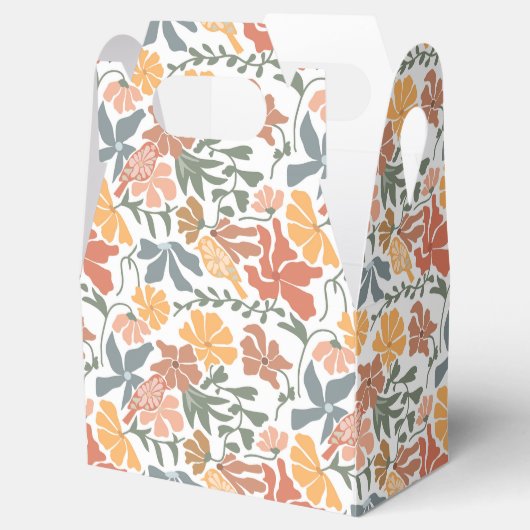 Abstracte Bloemen & Vogels Mid Century Modern Patt Bedankdoosjes (Geopend)