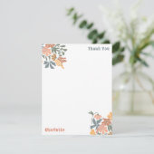 Abstracte Bloemen & Vogels Mid Century Modern Patt Bedankkaart (Staand voorkant)