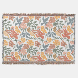 Abstracte Bloemen & Vogels Mid Century Modern Patt Deken