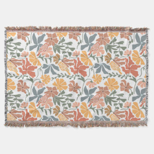 Abstracte Bloemen & Vogels Mid Century Modern Patt Deken