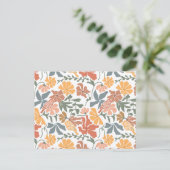 Abstracte Bloemen & Vogels Mid Century Modern Patt Feestdagenkaart (Staand voorkant)