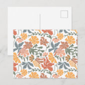 Abstracte Bloemen & Vogels Mid Century Modern Patt Feestdagenkaart (Voorkant / Achterkant)
