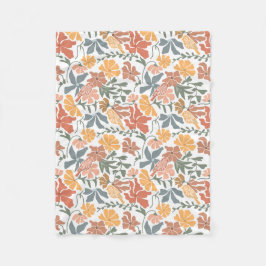 Abstracte Bloemen & Vogels Mid Century Modern Patt Fleece Deken