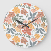 Abstracte Bloemen & Vogels Mid Century Modern Patt Grote Klok (Voorkant)