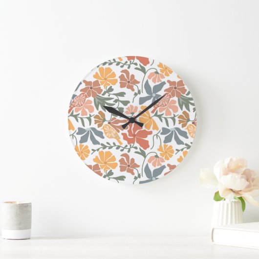 Abstracte Bloemen & Vogels Mid Century Modern Patt Grote Klok (Huis)