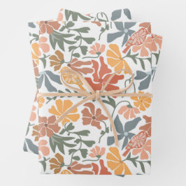 Abstracte Bloemen & Vogels Mid Century Modern Patt Inpakpapier Vel