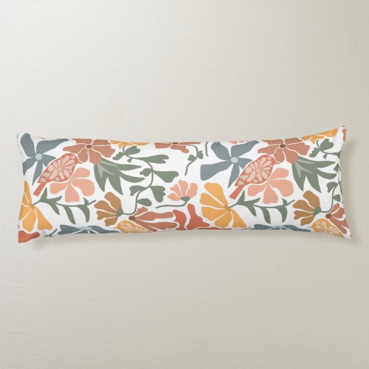 Abstracte Bloemen & Vogels Mid Century Modern Patt Lichaamskussen (Achterkant)