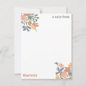 Abstracte Bloemen & Vogels Mid Century Modern Patt Notitiekaartje (Voorkant)