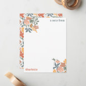 Abstracte Bloemen & Vogels Mid Century Modern Patt Notitiekaartje (Voorkant / Achterkant in situ)