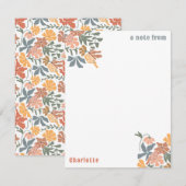 Abstracte Bloemen & Vogels Mid Century Modern Patt Notitiekaartje (Voorkant / Achterkant)