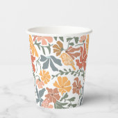 Abstracte Bloemen & Vogels Mid Century Modern Patt Papieren Bekers (Achterkant)