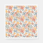 Abstracte Bloemen & Vogels Mid Century Modern Patt Servet (Voorkant)