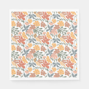 Abstracte Bloemen & Vogels Mid Century Modern Patt Servet
