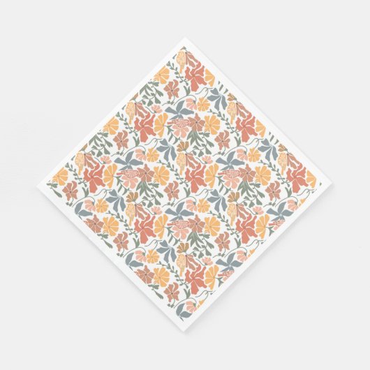 Abstracte Bloemen & Vogels Mid Century Modern Patt Servet (Hoek)