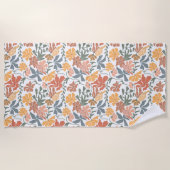 Abstracte Bloemen & Vogels Mid Century Modern Patt Strandlaken (Voorkant)