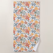 Abstracte Bloemen & Vogels Mid Century Modern Patt Strandlaken (Voorkant)