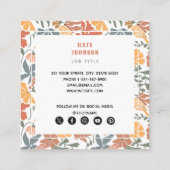 Abstracte Bloemen & Vogels Mid Century Modern Patt Vierkante Visitekaartje (Achterkant)