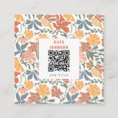 Abstracte Bloemen & Vogels Mid Century Modern Patt Vierkante Visitekaartje (Voorkant)