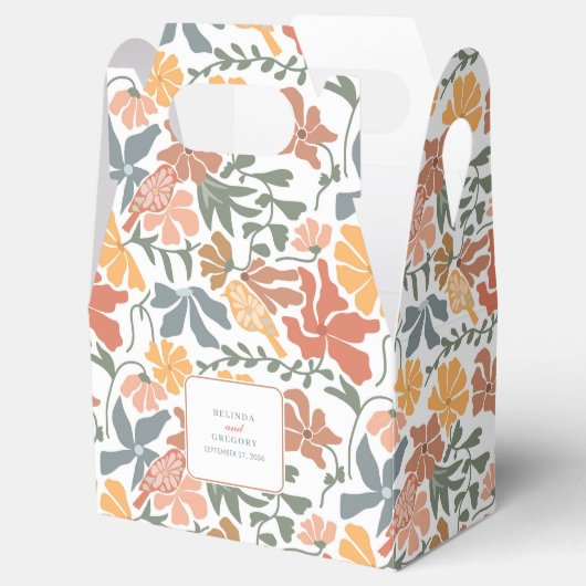 Abstracte Bloemen & Vogels Mid Century Modern Wedd Bedankdoosjes (Geopend)