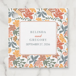 Abstracte Bloemen & Vogels Mid Century Modern Wedd Bedankjes Labels