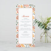 Abstracte Bloemen & Vogels Mid Century Modern Wedd Menu (Staand voorkant)