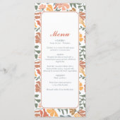 Abstracte Bloemen & Vogels Mid Century Modern Wedd Menu (Voorkant)