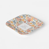 Abstracte Bloemen & Vogels Mid Century Modern Wedd Papieren Bordje (Gebogen)