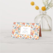 Abstracte Bloemen & Vogels Mid Century Modern Wedd Plaatskaartje (Achterkant)