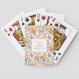 Abstracte Bloemen & Vogels Mid Century Modern Wedd Pokerkaarten